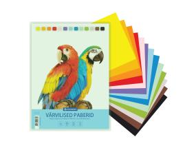 Väripaperi A4 80g 13 väriä 35 arkkia pussissa, jossa on annostelija