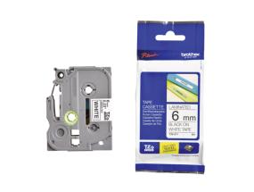 Kleepkirjalint/markeerimislint BROTHER TZE-211 6mm must valgel