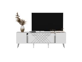 TV-pöytä Detas - Valkoinen, Hopea