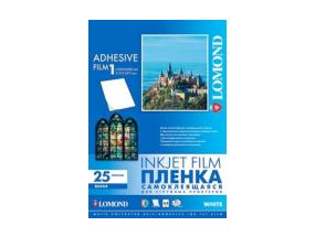 Lomond PET-mustesuihkukalvo itseliimautuva valkoinen A4, 25 arkkia