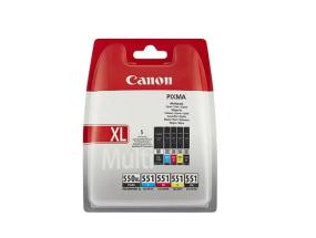Canon PGI-550XL PGBK/CLI-551 (6431B009) mustekasettien monipakkaus, PGBK/C/M/Y/BK