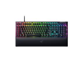 Razer BlackWidow V4 langallinen pelinäppäimistö, RGB LED, USB QWERTY, US, keltainen kytkin, musta