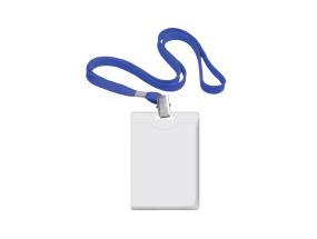 Nimikyltin pidike 90x58mm FOROFIS pystysuora kaulanauhalla sinisellä