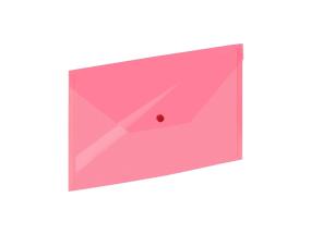 Muovinen kirjekuori leimalla C4 GRAND 100 arkille läpinäkyvä punainen