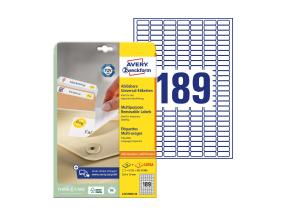 Tarratarra AVERY Zweckform 25,4x10mm 189 sivulla, 25 sivua irrotettava (L4731-25)