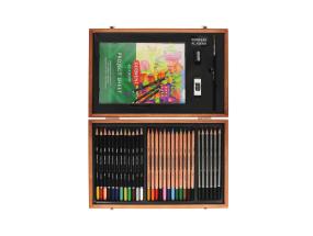 Taidepakkaus DERWENT Academy puulaatikossa 30 väriä
