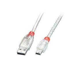 KAAPELI USB2 A MINI-B 0.5M/LÄPINÄKYVÄ 41781 LINDY
