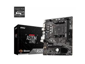 Emolevy MSI AMD A520 SAM4 MicroATX 1xPCI-Express 3.0 1x 1xPCI-Express 3.0 16x 1xM.2 Muisti DDR4...