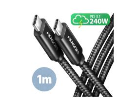 KAAPELI USB-C USB-C 1M 240W/BRAID BLK BUCM2-CM10AB AXAGON