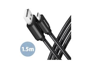 KAAPELI USB2.0 MICRO-USB 1.5M/HQ BLK BLK BUMM-AM15AB AXAGON