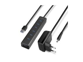 I/O HUB USB3.0 7PORT LATAUS/W/AC 1.2M HUE-SA7BP AXAGON