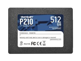 SSD PATRIOT P210 512GB SATA 3.0 Kirjoitusnopeus 430 Mt/s Lukunopeus 520 Mt/s 2,5" TBW 240...