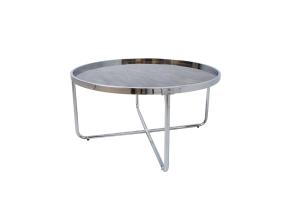 Sohvapöytä ASTOR D80xH40cm, harmaa, lasi, teräsjalat