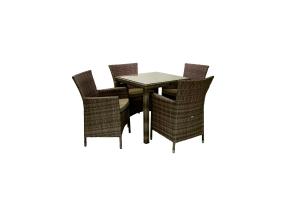 Puutarhakalusteet WICKER pöytä ja 4 tuolia, tummanruskea