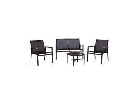 Puutarhakalustesarja CANAAN pöytä, penkki ja 2 tuolia, musta