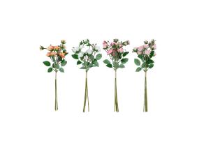 Keinotekoinen kukka FLOWERLY 4kpl pensas ruusut kimppu, sekoitus