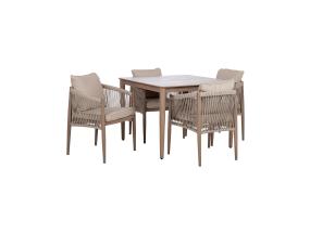 Puutarhakalustesarja MEDINA pöytä ja 4 tuolia, beige
