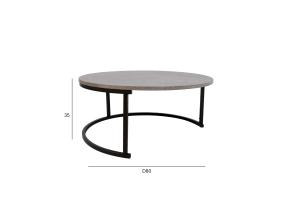 Sohvapöytä BRITU D80xH35cm, harmaa, MDF, metalli