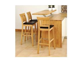 Baarijakkara LAURA 40x40xH99cm, istuin: keinonahka, väri: tummanruskea, puu: tammi, viimeistely: öljytty