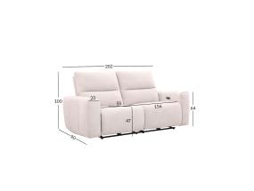 Sohva MATIAS 3-istuttava sähkökäyttöinen lepotuoli 202x90xH100cm, vaalea beige