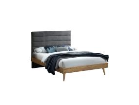 Sänky ROMAN 160x200cm, harmaa kangas/tammi