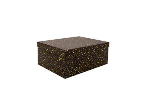 Pahvilaatikko DIANA-4 kannella 31x23xH14cm, musta, kultaiset täplät
