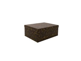 Pahvilaatikko DIANA-8 kannella 23x16,5xH10cm, musta kultaisilla pilkuilla varustettuna