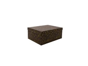 Pahvilaatikko DIANA-9 kannellinen 21x15xH9cm, musta kultaisilla pilkuilla varustettuna
