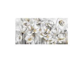 Öljymaalaus 50x100cm, valkoiset kukat