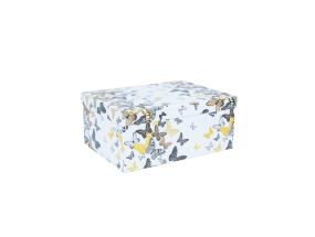 Pahvilaatikko DIANA-3 kannellinen 33x25,5xH14,5cm, perhosia valkoisella pohjalla