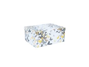 Pahvilaatikko DIANA-6 kannella 27x20xH12cm, perhosia valkoisella pohjalla