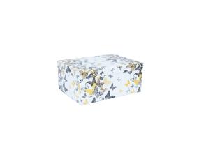 Pahvilaatikko DIANA-9 kannellinen 21x15xH9cm, perhosia valkoisella pohjalla