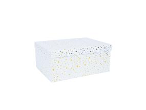 Pahvilaatikko DIANA-2 kannellinen 35x27xH15,7cm, valkoinen, kultaiset täplät