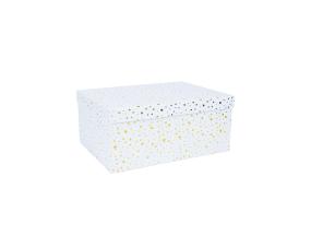 Pahvilaatikko DIANA-4 kannella 31x23xH14cm, valkoinen, kultaiset täplät