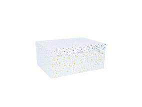 Pahvilaatikko DIANA-5 kannella 29x22xH12,5cm, valkoinen, kultaiset täplät