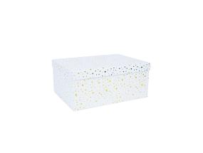 Pahvilaatikko DIANA-6 kannella 27x20xK12cm, valkoinen, kultaiset täplät