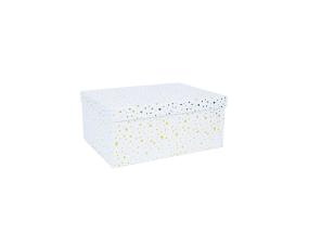 Pahvilaatikko DIANA-7 kannella 25x18xH10,5cm, valkoinen, kultaiset täplät