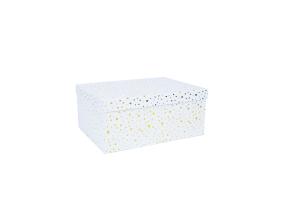 Pahvilaatikko DIANA-8 kannellinen 23x16,5xH10cm, valkoinen, kultaiset täplät