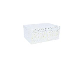 Pahvilaatikko DIANA-10 kannellinen 19x13xH8cm, valkoinen, kultaiset täplät