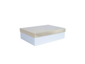 Laatikko ELSA 35x25x10cm, kannellinen, kulta/hopea, valkoinen