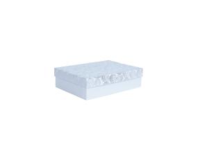 Laatikko ELSA 17x12x5,5cm, kannellinen kulta/hopea, valkoinen