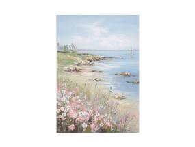 Öljyvärimaalaus 70x100cm, kukkia rannalla