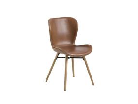 BATILDA tuoli 47x56xH82,5cm, istuin/selkänoja: synteettinen nahka, väri: brandy, jalat: tammi, musta metalli
