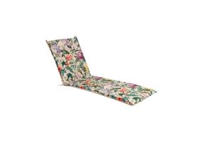 Lepotuolin päällinen AMAZONIA 55x190x5cm, röyhelöllä, kukkia beigellä pohjalla, 50% polyesteriä / 50% puuvillaa