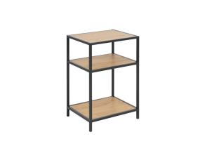 Sivupöytä/ yöpöytä SEAFORD, 42x35xH63cm, 2 hyllyä, hyllyt: laminoitu huonekalulevy, väri: tammi, runko: musta metalli