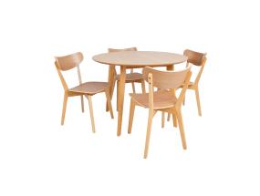 Ruokailusetti ROXBY pyöreä pöytä D105xH76cm, 4 tuolia (AC91520 ), tammea