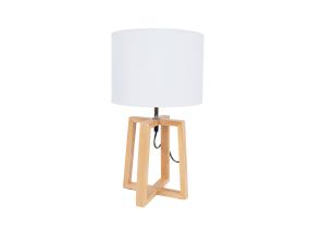 Pöytävalaisin WOODEN H44,5cm, kupu: valkoinen, jalusta: luonnonpuu