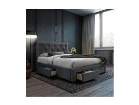 Sänky GLOSSY 160x200cm, patjalla HARMONY TOP, harmaa
