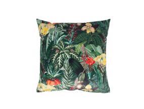 Tyyny HOLLY 45x45cm lukolla, trooppiset kasvit sametti, 100% polyesteri, kangas 496