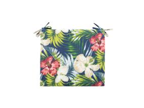 Tuolipäällinen SUMMER FLOWER 38x43x2,5cm, tumma kukkakuvio, 100% polyesteri, kangas 472